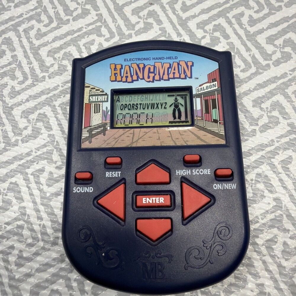 Vintage 1995 Milton Bradley Hangman Handheld Game, Electronic Tested New Battery